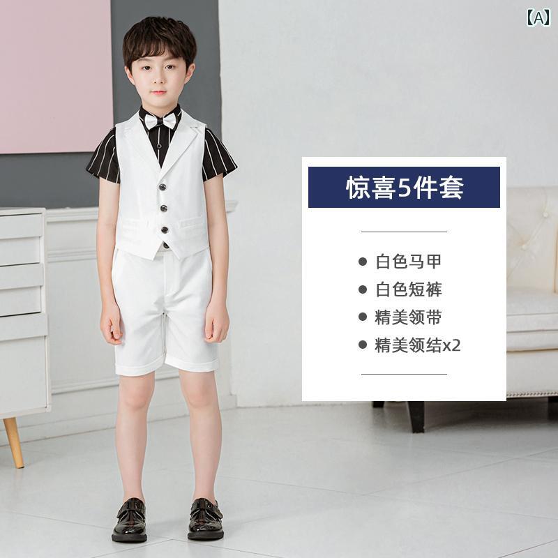 ドレス キッズ スーツ フォーマル 発表会 男の子 夏 子供用 ベスト 夏 カジュアル 英国 結婚式 フラワーガール 白い 衣装