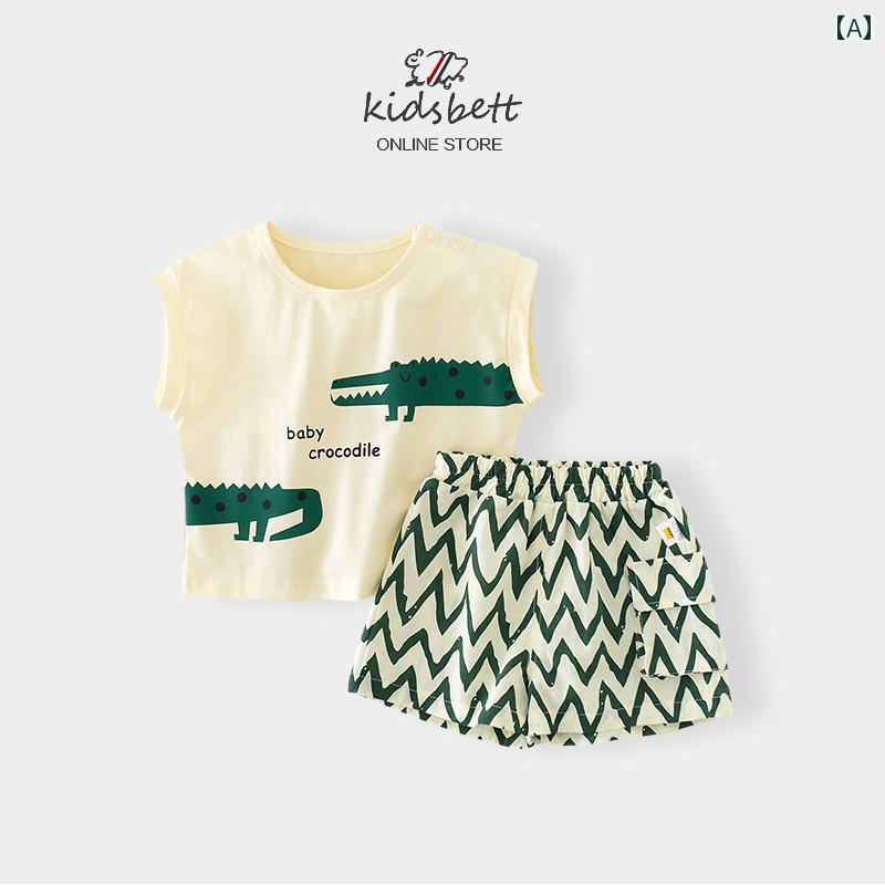 Occidental Goods - 子供服 かわいい セットアップ 幼児 キッズ 服 ボーイズ サマー スーツ ベビー ベスト ベビー カジュアルショーツ 2点 セット