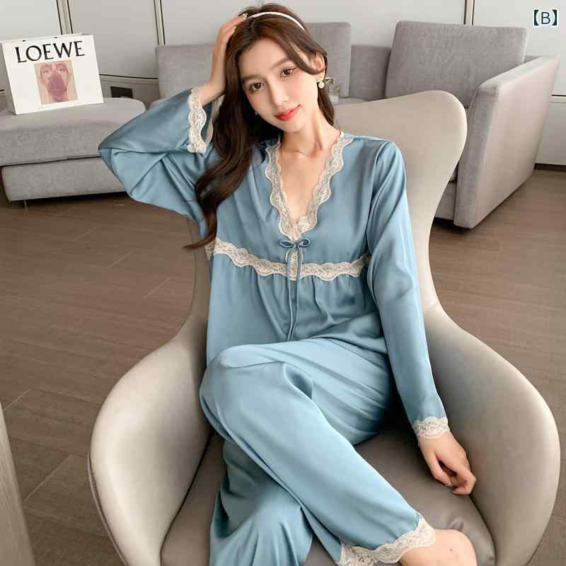 パジャマ 上品 レディース 秋 長袖 ズボン セクシー セットアップ スーツ 薄手 ひんやり 涼しい 快適 ルームウェア 春夏