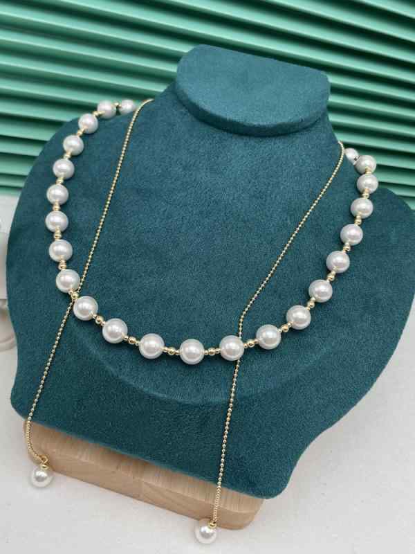 ネックレス レディース アクセサリー 雑貨 フレンチ ライト 白 蝶 パール ネックレス 鎖骨 チェーン チョーカー 調整可能