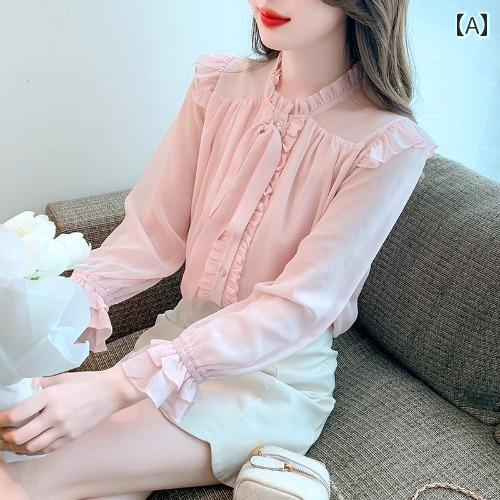 長袖 シフォンシャツ 女性 秋冬服 ウエスタンシャツ トップス 長袖 シフォンシャツ 女性 秋冬服 ウエスタンシャツ トップス