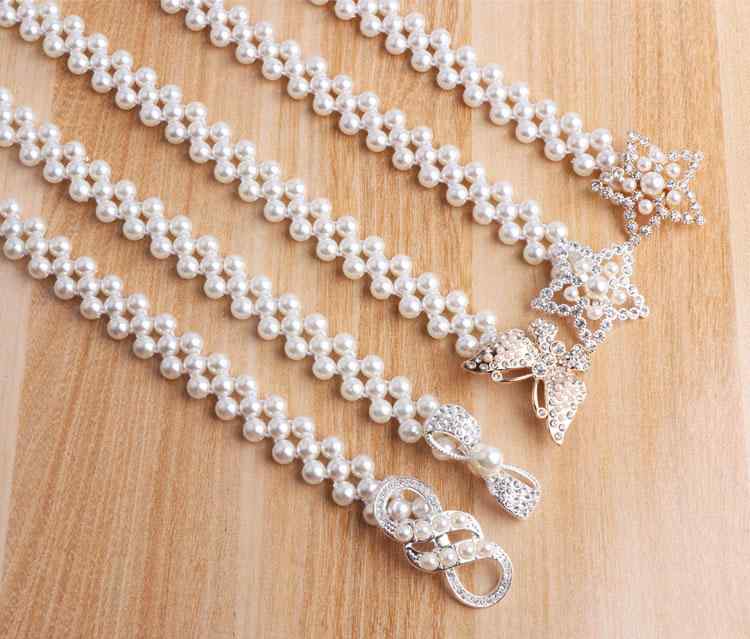 ベルト レディース おしゃれ ファッション パールベルト ストレッチ ウエスト チェーン レディース 装飾 ドレス 韓国 ストレッチ 薄手 ファッション セーター チェーン アクセサリー