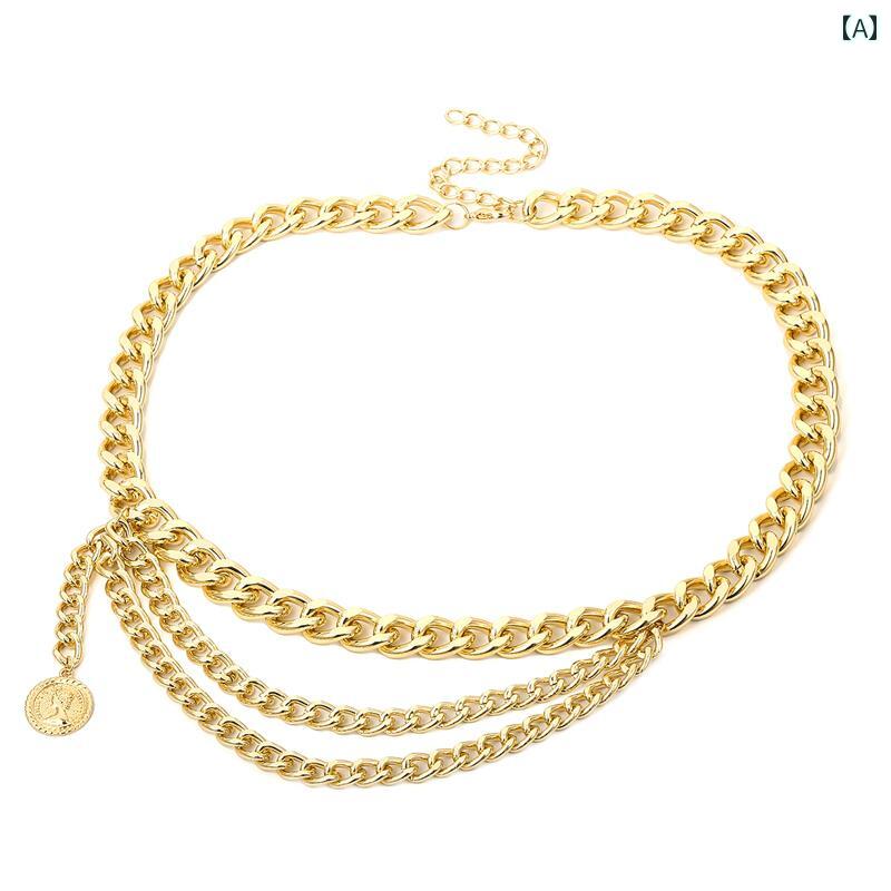 タッセル チェーン ウエスト ビーチ 水着 アクセ サマー フェス ベリーダンス 多層 太い メタル 女性 アメリカ インス エレガント 誇張 シンプル ドレス 装飾