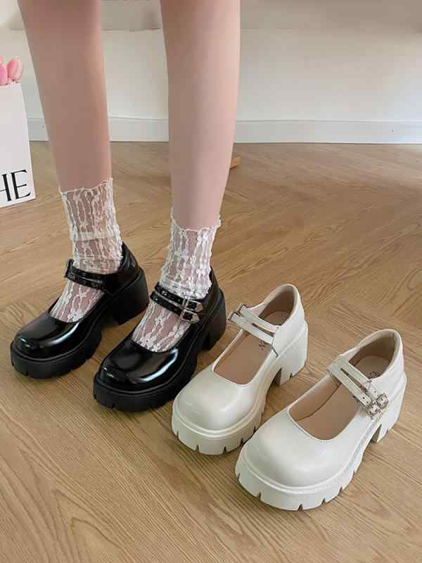 スカート レディース 秋 革靴 学生 かわいい 厚 メリージェーン シューズ レトロ 厚手 ヒール 靴 英国 jk 小さめ