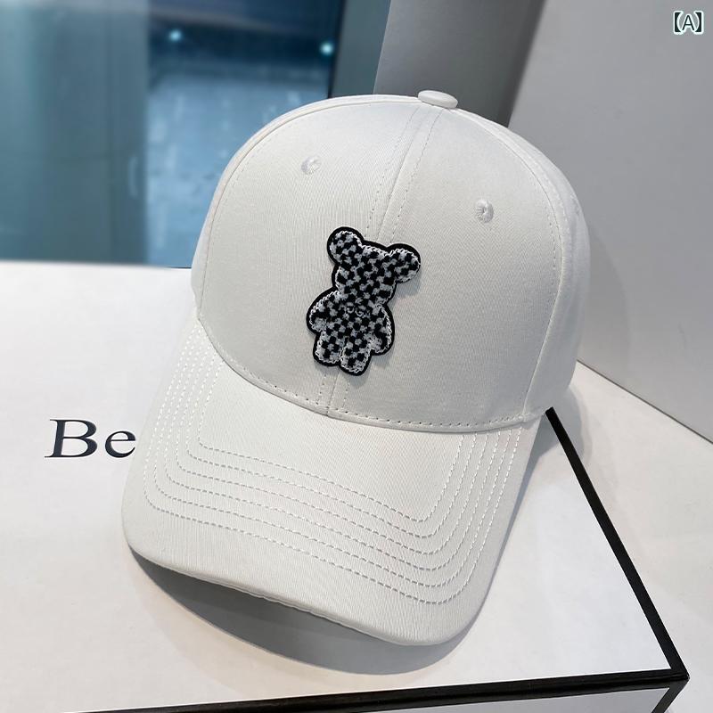 レディース 夏 ベースボール キャップ アウトドア レジャー サマーフェス 紫外線対策 春 かわいい クマ 野球帽 女性用 韓国 ひさし 日焼け防止 サンバイザー 小顔