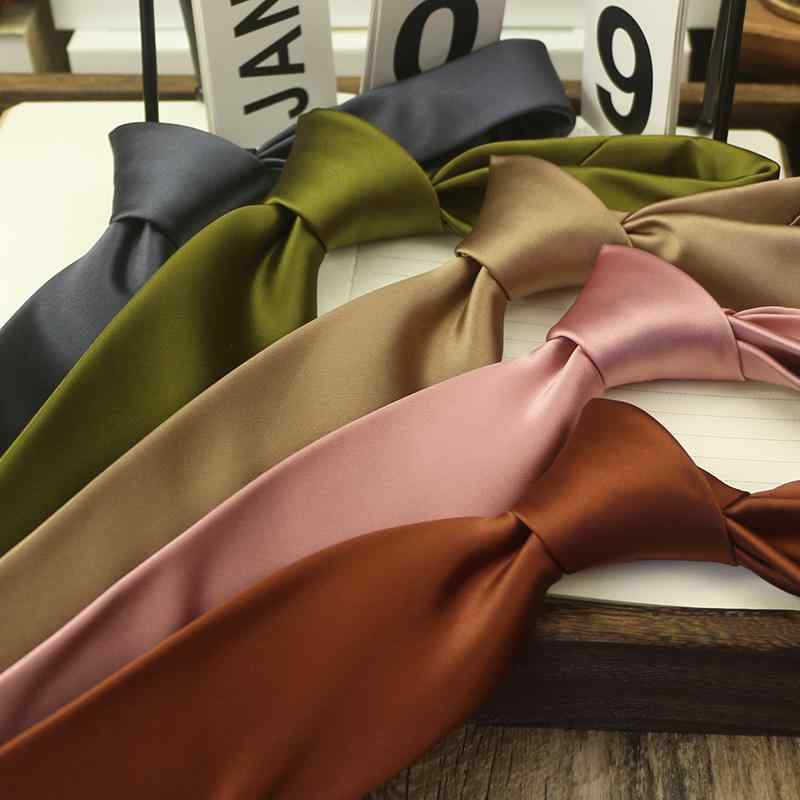 レディース カジュアル ネクタイ おしゃれ クラシック 無地 韓国 ビジネス 8 CM 幅 黒白 キャラメル レ..