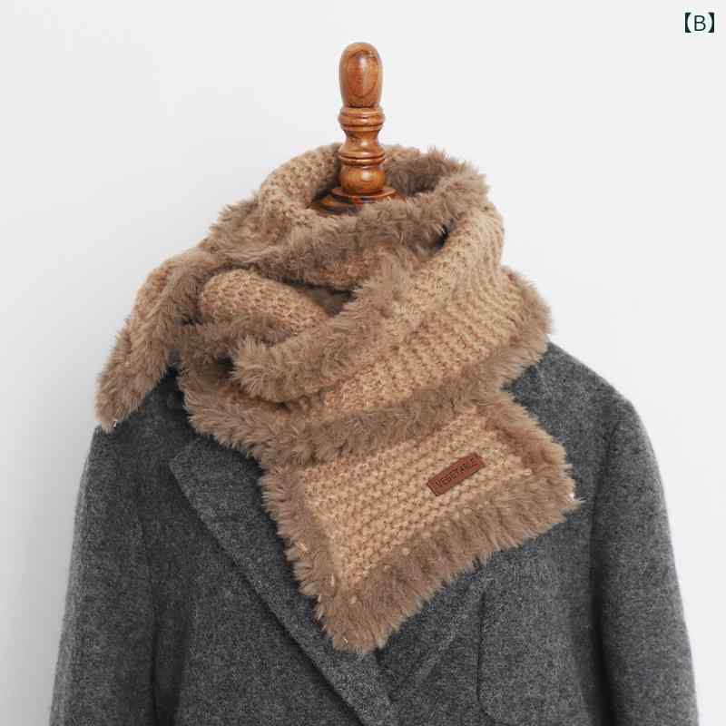 マフラー スカーフ ニット プラッシュ メンズ レディース兼 ユニセックス カジュアル 冬 ウール 防寒 暖かい 無地 シンプル 雑貨 小物 厚手