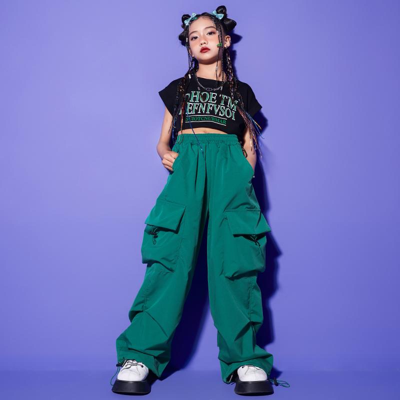 キッズ 子供服 ダンス 衣装セット 半袖 クロップド 韓国 トレンド かわいい おしゃれ イベント フェス レジャー アウトドア 普段使い使い 夏 ステージ パフォーマンス ストリート
