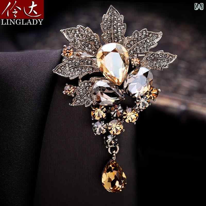 ブローチ おしゃれ アメリカ レトロ 誇張 ピン ファッション コート コサージュ 入学式 卒業式 パーティー 懇親会 バックル フローティング ゴールド