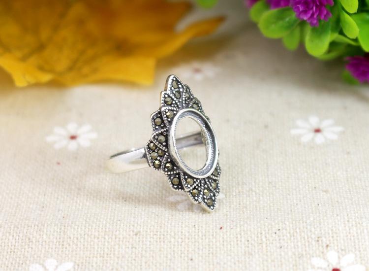 指輪 空枠 925 シルバー リング 空の ホルダー スターリング シルバー アンバー ビーズ ワックス アク..