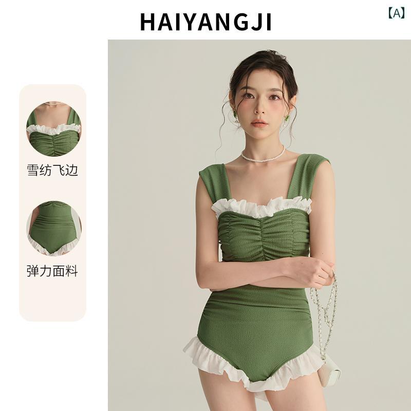 ワンピース 水着 レディース ファッション 夏 プール レジャー 海水浴 グリーン 緑 カジュアル ノースリーブ 三角 魅惑