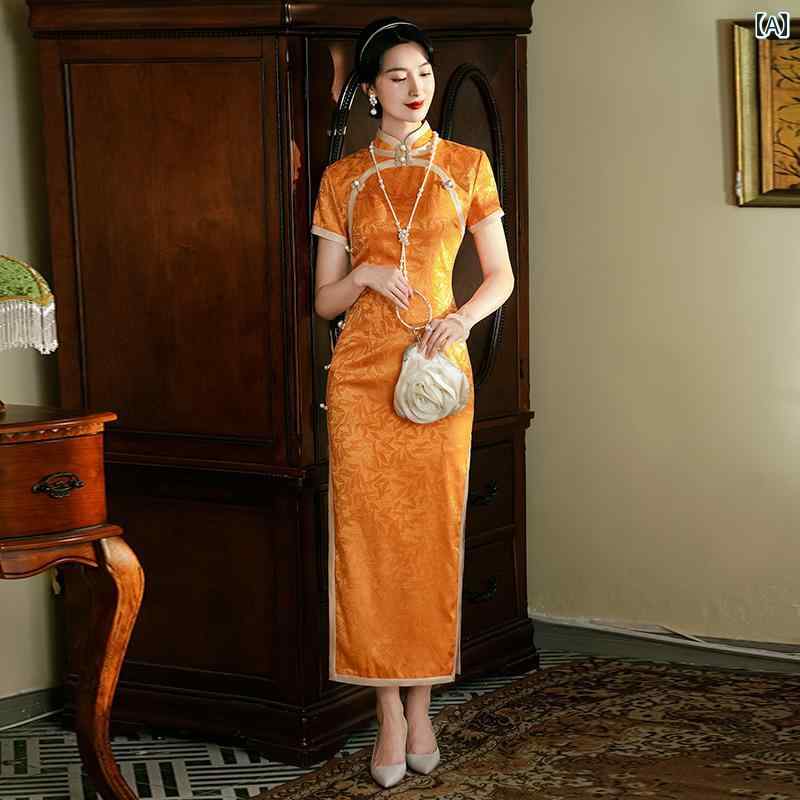 ドレス チャイナ エレガント レディース パフォーマンス 民族服 中華風 レトロ 民族風 古風 ロング 上品 洗練 ハイエンド 普段使い 日常着
