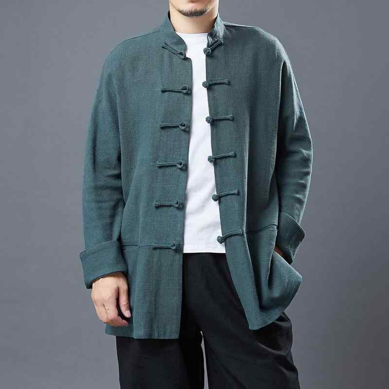 チャイニーズ メンズ ファッション トップス ジャケット カーディガン シャツ レトロ スーツ チャイナ風 唐装 メンズ 漢服 カジュアル 長袖 紳士 春 メンズ(4)
