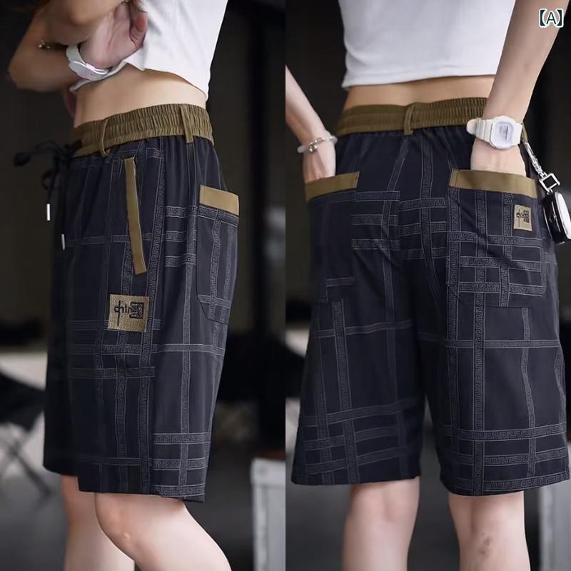 Short, Half Pants - メンズ 夏 カジュアル パンツ ハーフ 半ズボン アウトドア 作業 ズボン 男性用 サマー 刺繍入り スポーツ ショーツ ゆったり 韓国 速乾 冷感