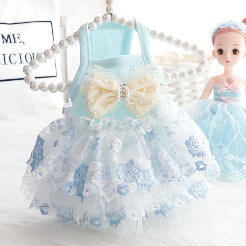 ペット品 洋服 ワンちゃん 猫ちゃん おしゃれ 犬 服 夏 薄手 猫 プリンセスドレス 二層 刺繍 ウェディングドレス 小型犬