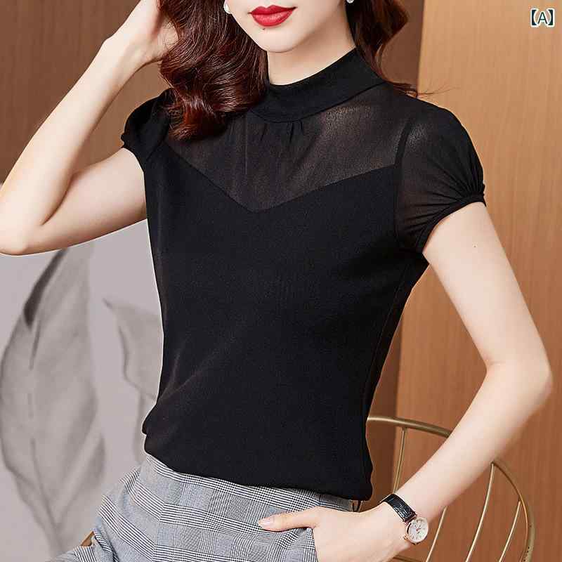 レディース 夏 ダンス ウェア ラテン トップス 大人 メッシュ モダン 服 社交 練習服 半袖