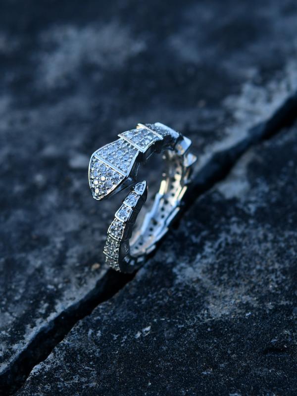 指輪 HIPHOP ジュエリー ユニセックス プラチナ フル スネーク シェイプ リング 高度 クール クラシック リング オープン リング 調節可能