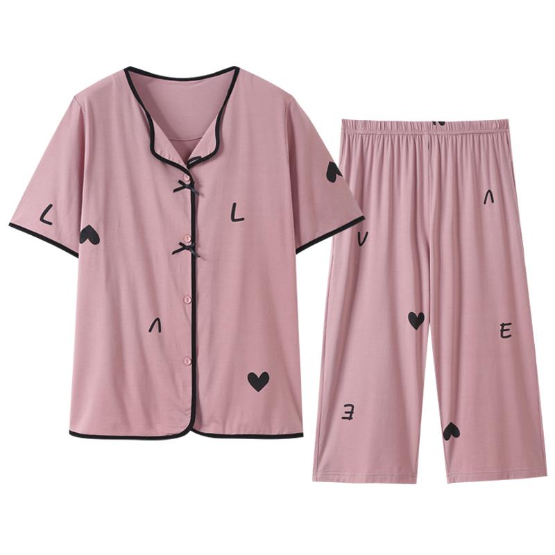 パジャマ ルームウェア セット ナイトウェア レディース 夏 モーダル 綿 半袖 クロップドパンツ 薄手 ひんやり 涼しい 快適 大きめサイズ ホーム 服