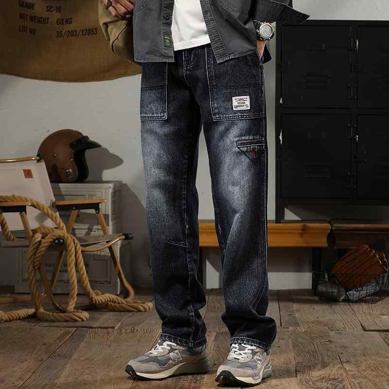 パンツ デニムパンツ メンズ 秋冬 アメリカン ジーンズ 男の子用 ストレート レッグ ロング 冬 レトロ ドレープ ワイド レッグ