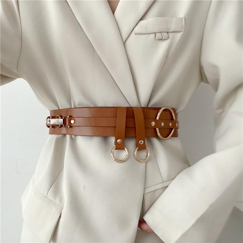 コート レディース ベルト おしゃれ ウエストバンド アメリカ ストリート パンク イン 装飾 女性用 茶色 ベルト ウエスト 引き締める ..