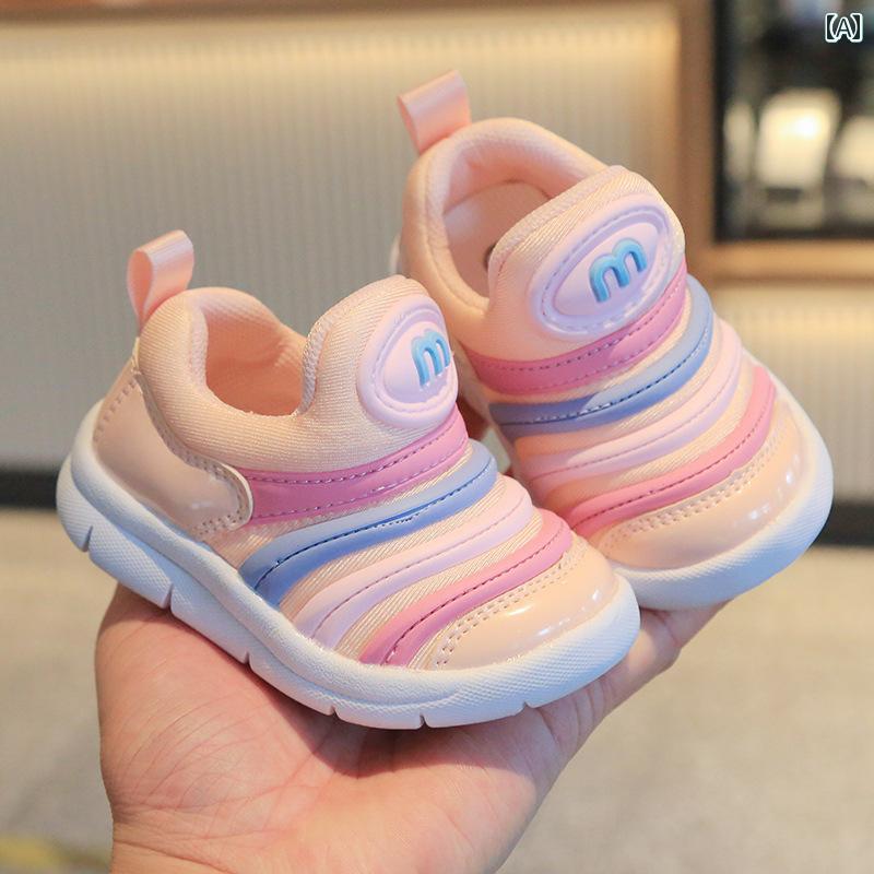 ベビー キッズ シューズ カジュアル スポーツ スニーカー おしゃれ 滑りにくい アンチキック 軽量 ソフトソール 赤ちゃん 幼児 靴 キャタピラ 子供