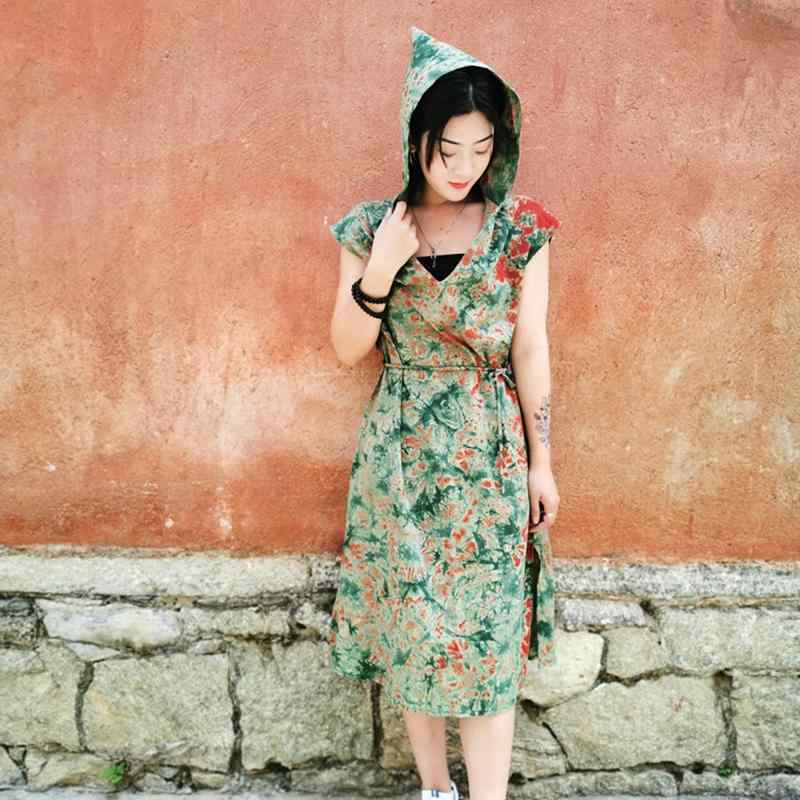 帽子 モロッコ風 んがり帽子 タイダイ ドレス 夏 個性 快適 着やい スカート フード フリーサイズ ロングスカート