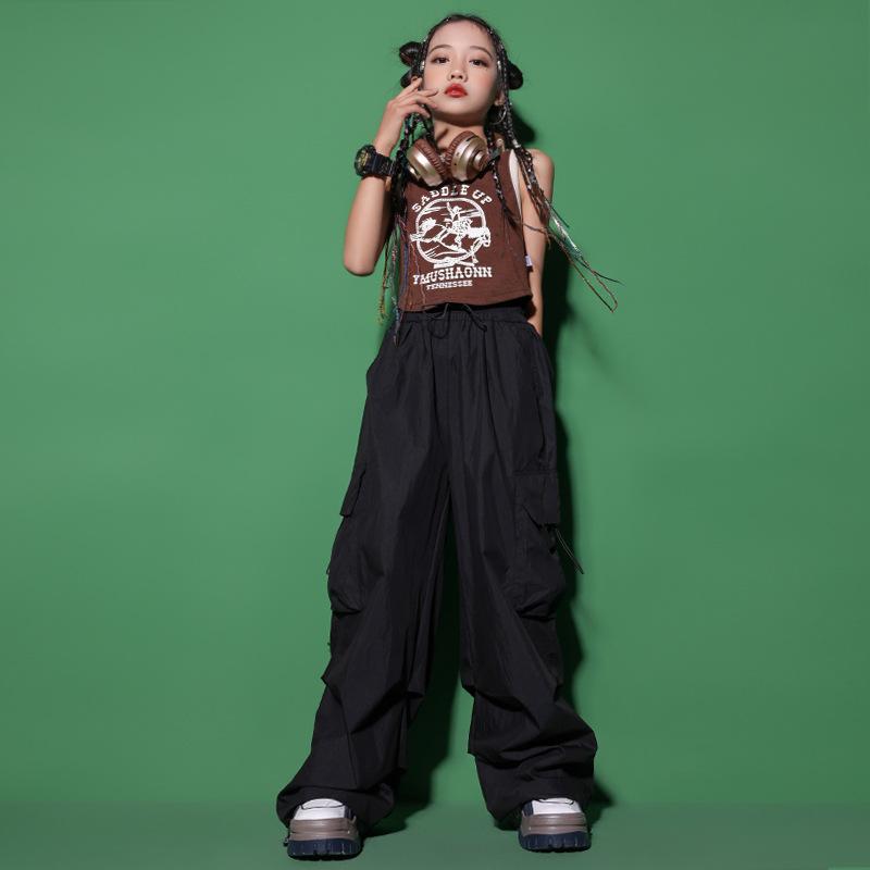 小さめ 女子 学生 ジャズ ダンス 衣装 ストリート パフォーマンス セット 子供 ヒップホップ ステージ 個性 ステージ