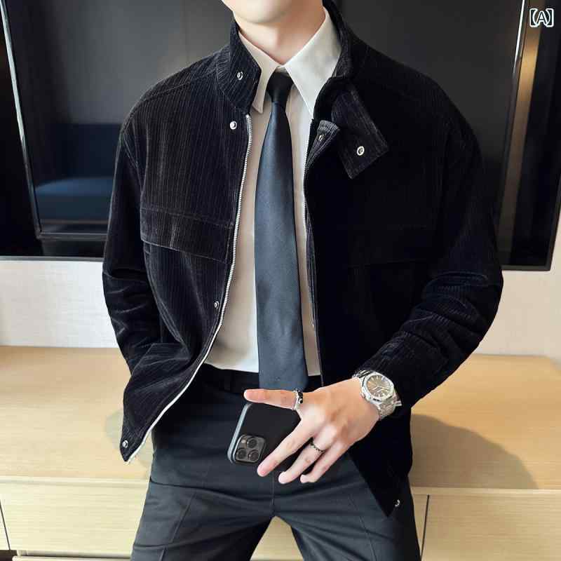 コーデュロイ ジャケット メンズ 秋冬 厚手 ショート丈 コーデュロイ カジュアル メンズアウター