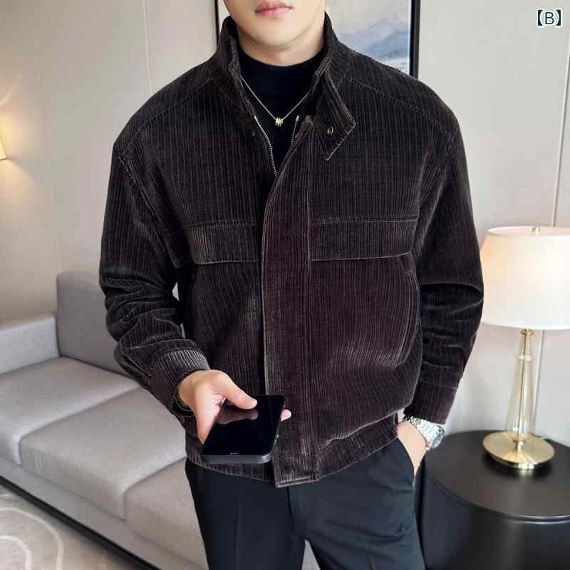 コーデュロイ ジャケット メンズ 秋冬 厚手 ショート丈 コーデュロイ カジュアル メンズアウター