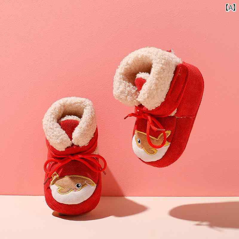 シューズ 0 ～ 1歳 新生児用 コットン 男の子 女の子 柔らかい 幼児用 6 ～ 12ヶ月 春 冬 ベルベット ..