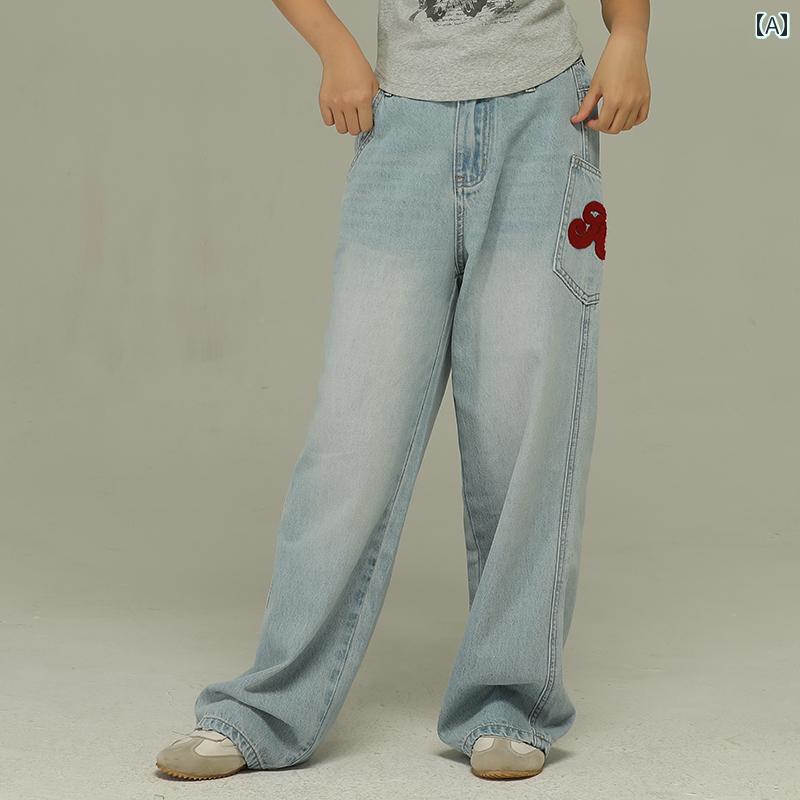 パンツ デニムパンツ キッズ 小さい 女の子 夏 薄手 文字 コントラスト 刺繍 ジーンズ 子供用 カジュア..