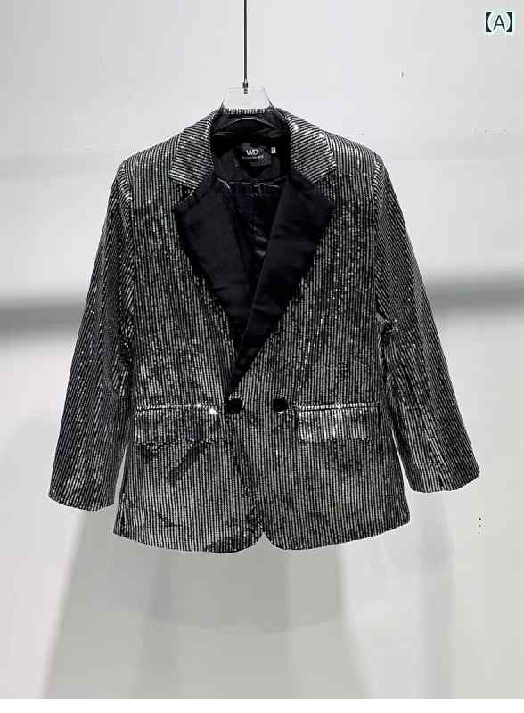 楽天セキュアデポメンズ ファッション シルバー スパンコール キラキラ ジャケット メンズ 初春 スプライス カラー ショルダーパッド