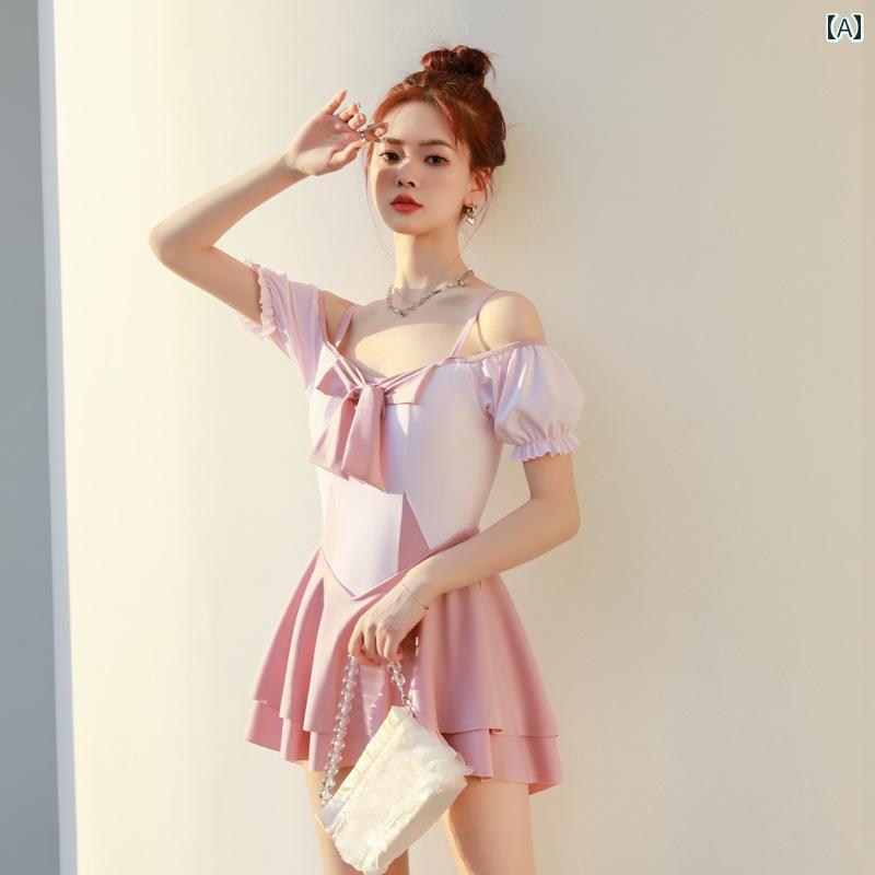 レディース 水着 ガーリー 大人かわいい 学生 リゾート水着 サマーレジャー ビーチ プール 女性用 ワンピース ボクサー アングル フレンチ 温泉 旅行 着痩せ お腹 カバー 魅惑的 若々しい 女の子