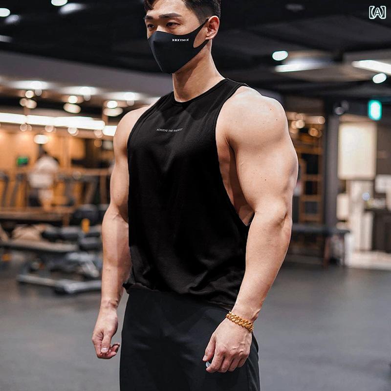 其它 - ノースリーブ メンズ マッスル フィットネス 夏 スポーツ 速乾 ベスト 高弾性 ラウンドネック バスケットボール カジュアル ベスト