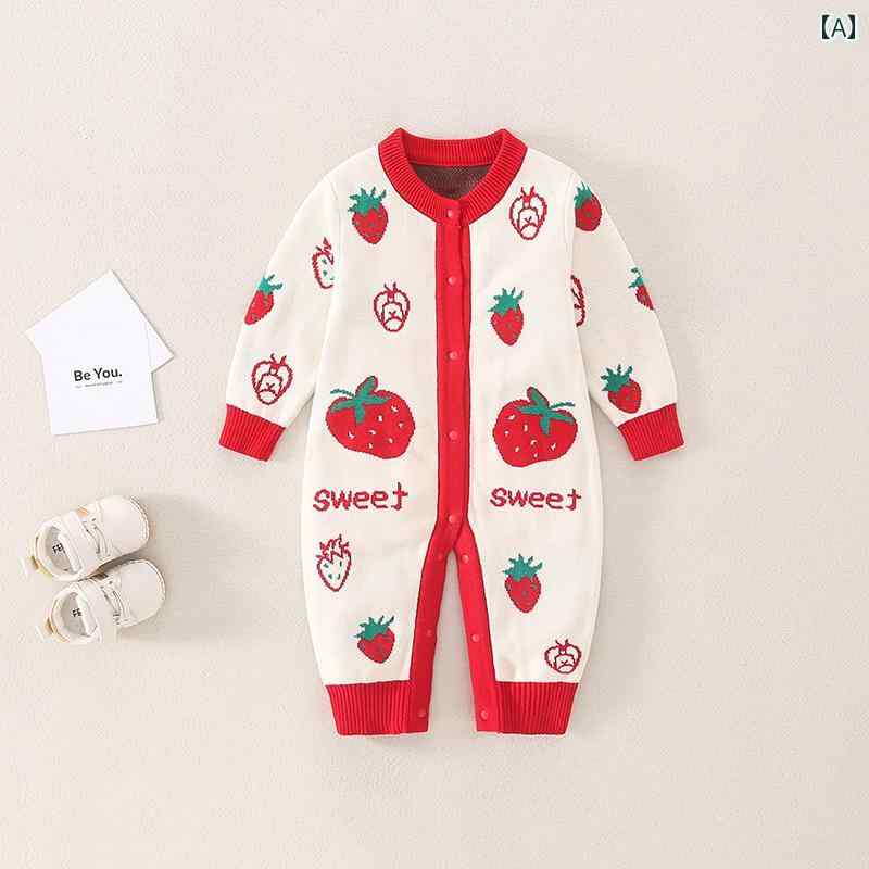 ロンパース ベビー服 カバーオール ジャンプ スーツ セーター 春秋 女児 赤ちゃん セーター お祝い 生後1ヶ月 100日 プリンセス セーター