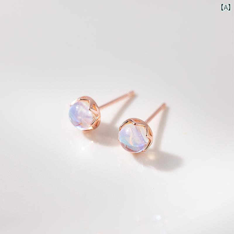 Coral - レディース ファッション アクセサリー オールシーズン 耳飾り ジュエリー ピアス 韓国 ムーン ストーン