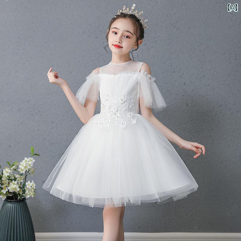 バースデードレス 女の子 プリンセス ドレス キッズ フラワーガール ウェディングドレス 春夏 衣装 スタイリッシュ ビスコースファイバー ポリエステルファイバー 服