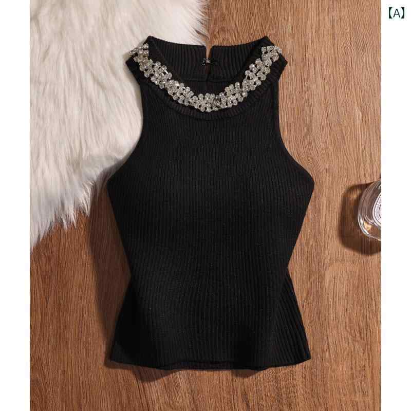 レディース 夏 ニットノースリーブトップス モテ服 レイヤード おしゃれ 韓国 イベント フェス パーティー 日常着 お祝い オフィス レジャー デート アップ 映え