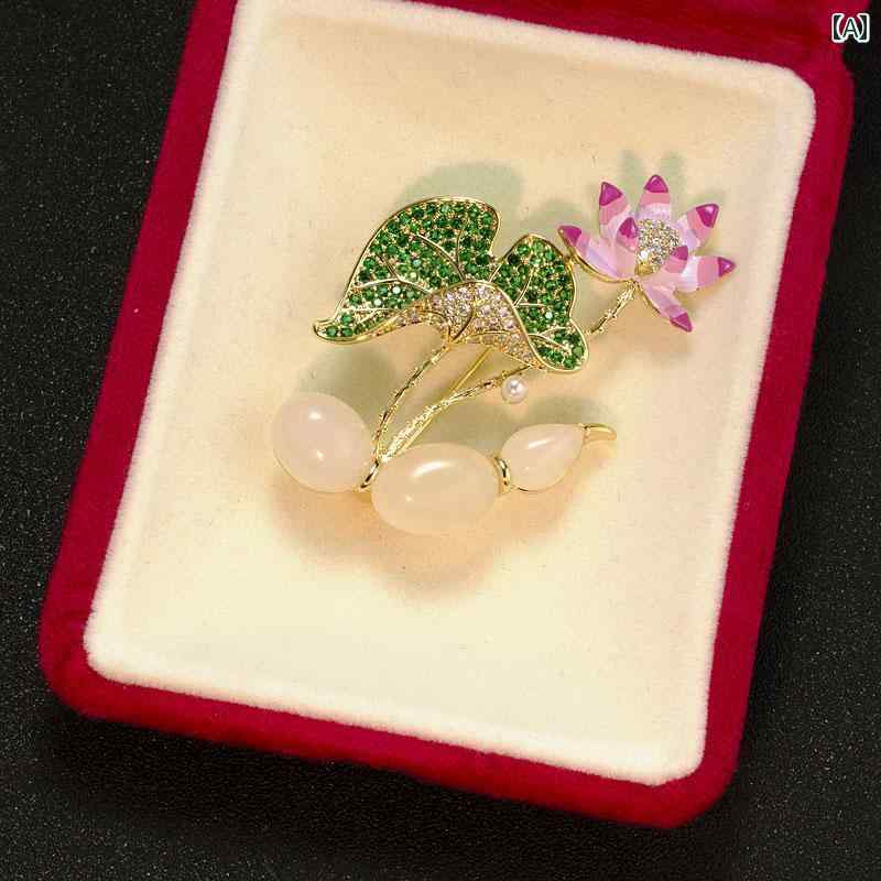 ジャケット ブローチ 上品 セレモニー 韓国 ピンク 蓮 ブローチ エレガント 女性 コサージュ スーツ ピ..