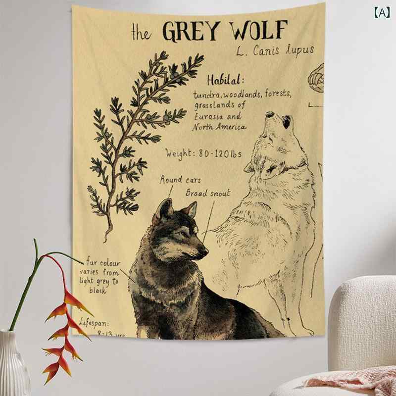タペストリー 壁掛け ウォールデコ インテリア アクセサリー 背景 写真 手書き風 動物 レトロ 撮影 室..