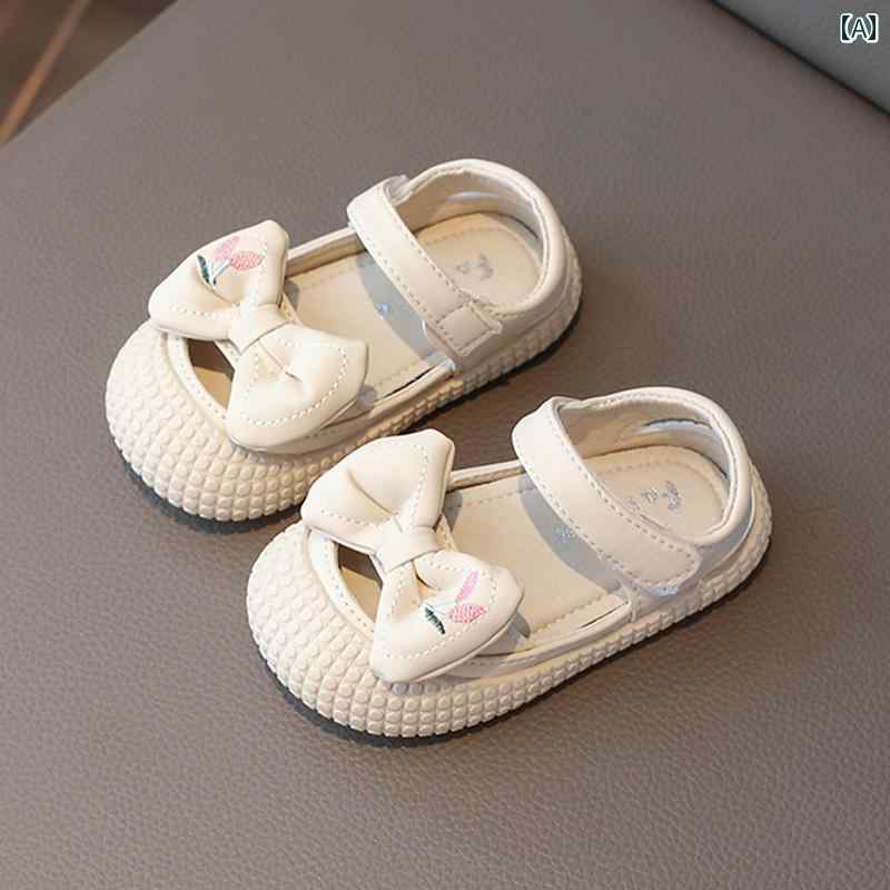 ベビー品 キッズ シューズ リボン 赤ちゃん サンダル 夏 通気性 プリンセス ソフトソール 幼児 靴 女の子