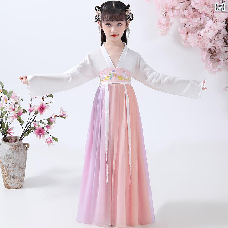 スカート 子供服 民族衣装 かわいい キッズ 春夏 子供用 コスチューム 漢服 中華風 女の子 腰 丈 アンダー 女の子 スーパー フェアリー リトル プリンセス パフォーマンス 衣装