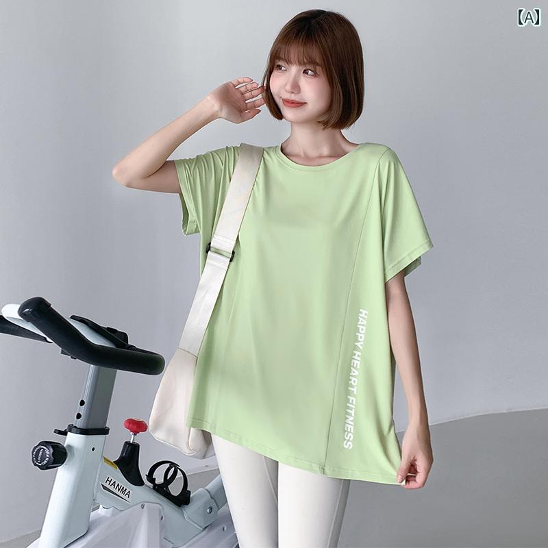 スポーツ Tシャツ レディースゆったり 大きめサイズ フィットネス 半袖 ヨガ ウェア 夏 薄手 通気性 ランニング 速乾 トップス