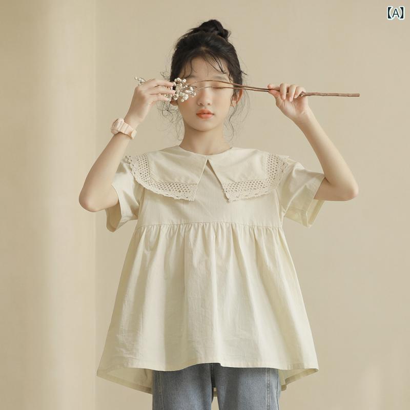 子供服 キッズ 女の子 プリンセス ファッション トップス 半袖 夏 夏 ポリエステル 和風 シンプル 無地 ラウンドカラー