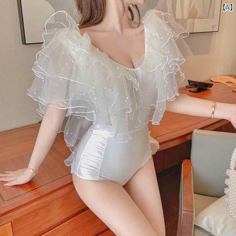 レディース 夏 水着 おしゃれ ビーチ プール 海水浴 リゾート レジャー フリル ビキニ フェアリー ファン お腹 カバー スリム 見せ ワンピース 魅惑的 背中 開いた スパ 女性用