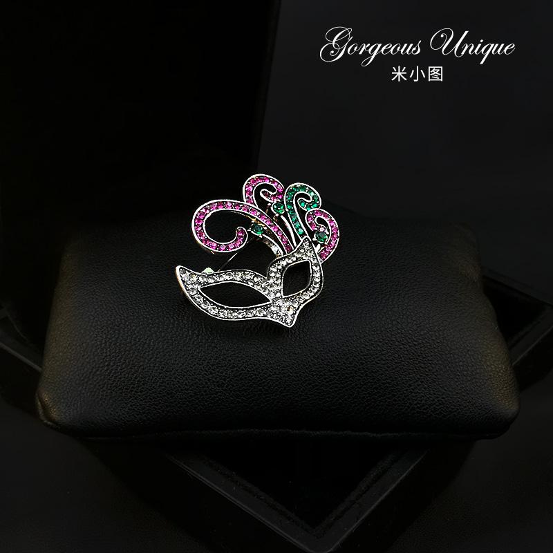 ブローチ 精巧 仮面 舞踏会 レトロ 装飾 コサージュ 衣料品 アクセサリー レディース ファッション 装飾品