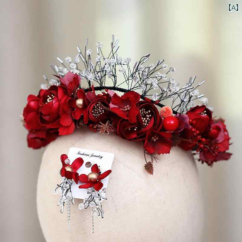 ウエディング 花嫁 ヘッドドレス ヘアアクセサリー 結婚式 髪飾り イヤリング アク...