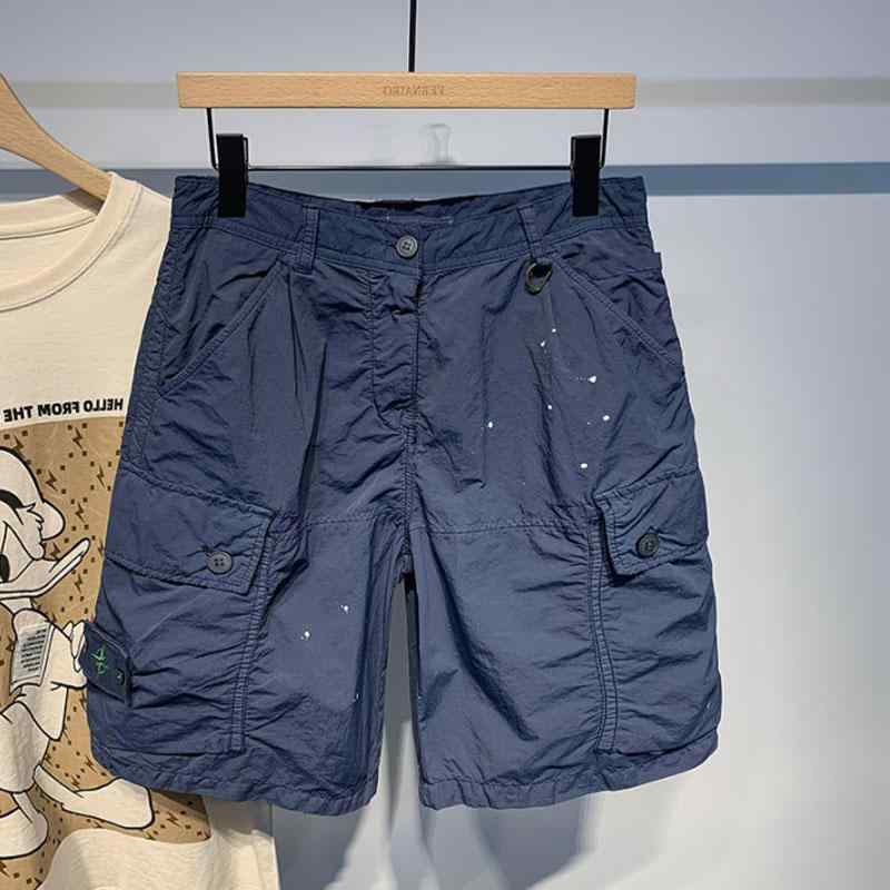 メンズ 夏 パンツ ハーフ スポーツ アウトドア ショート ミッド ペイント ドット オーバー オール