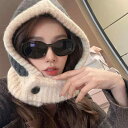 秋冬 ニット 帽子 防寒 かわいい 韓国 バラクラバ レディース 帽子 ネック スカーフが 統合 暖かい 耳保護 ロシア 帽子