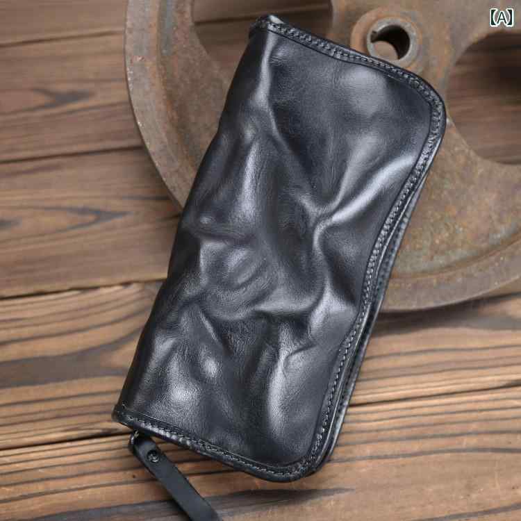 カジュアル 財布 ロング レザー ウォレット 長財布 革 携帯電話 バッグ レトロ ファッション 現金 マルチ カードスロット ビジネス 最上層 牛革 ハンドヘルド